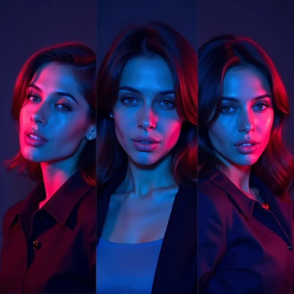 ai-personal-branding-female-entrepreneur-portrait-glowing-lights